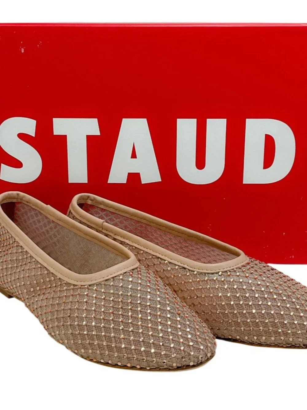 Staud Champagne Mesh Alba Ballet Flats with Crystals - Picture 6 of 9